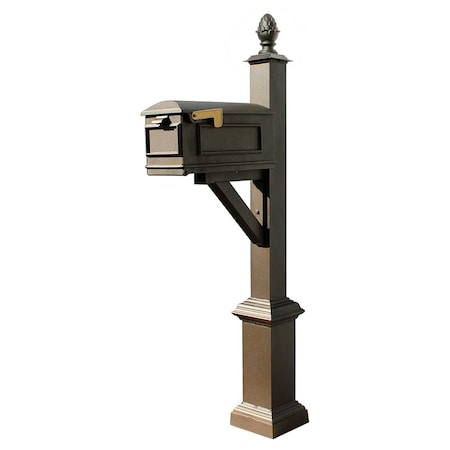 Qualarc Mailbox, Square Base & Pineapple Finial, (Bronze) WPD-SB1-S3-LMC-BRZ